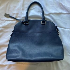 Navy, top handle, Furla handbag.
